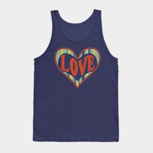 Love Heart Shaped Retro Rainbow Distressed Logo Design Tank Top